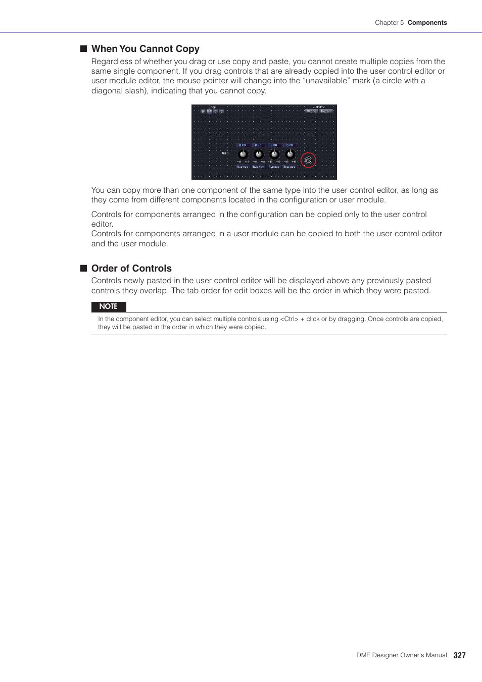 When you cannot copy, Order of controls | Yamaha DME User Manual | Page 327 / 501