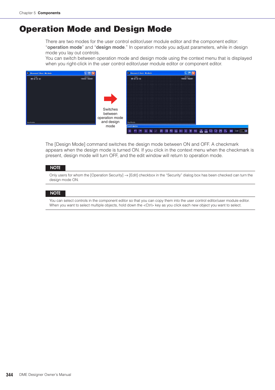 Operation mode and design mode | Yamaha DME User Manual | Page 344 / 501