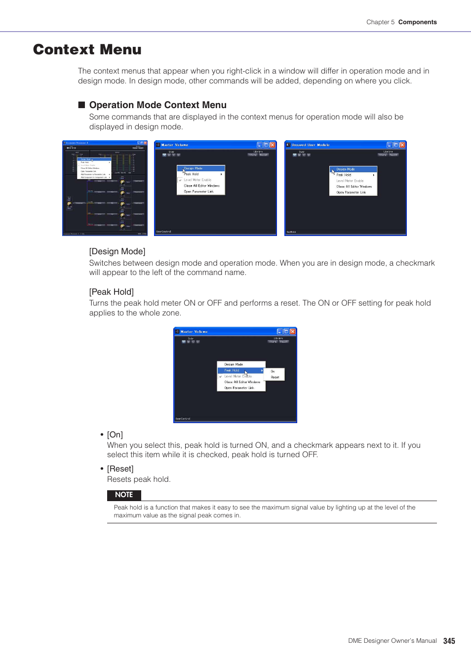 Context menu | Yamaha DME User Manual | Page 345 / 501