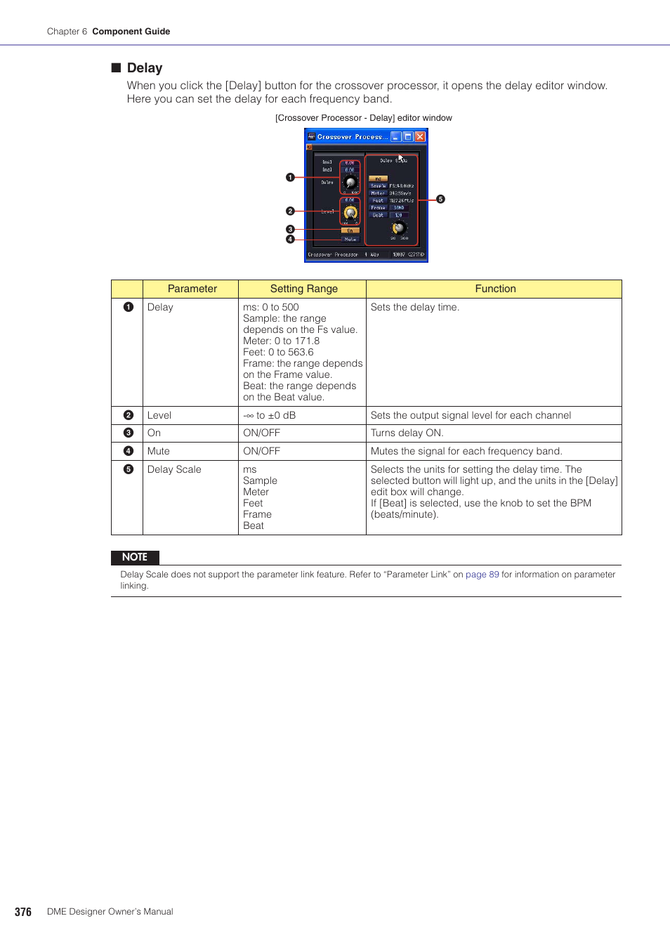 Delay | Yamaha DME User Manual | Page 376 / 501