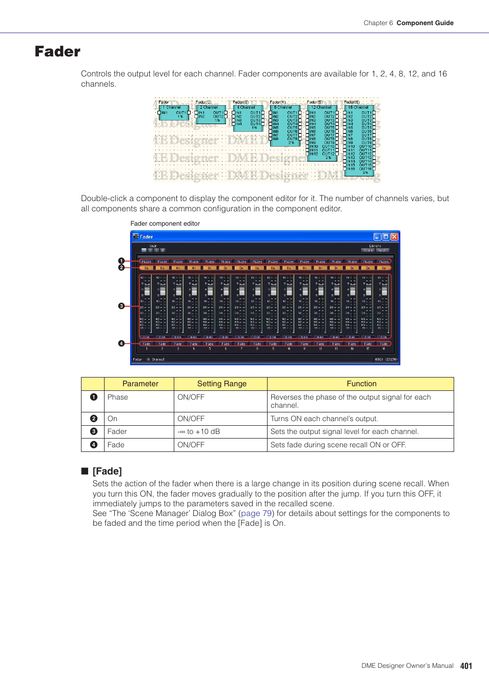 Fader, Fade | Yamaha DME User Manual | Page 401 / 501