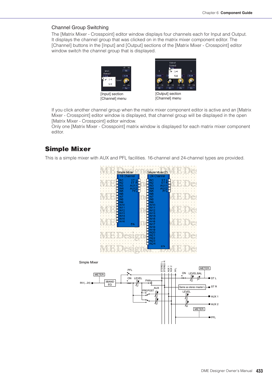 Simple mixer, Channel group switching | Yamaha DME User Manual | Page 433 / 501