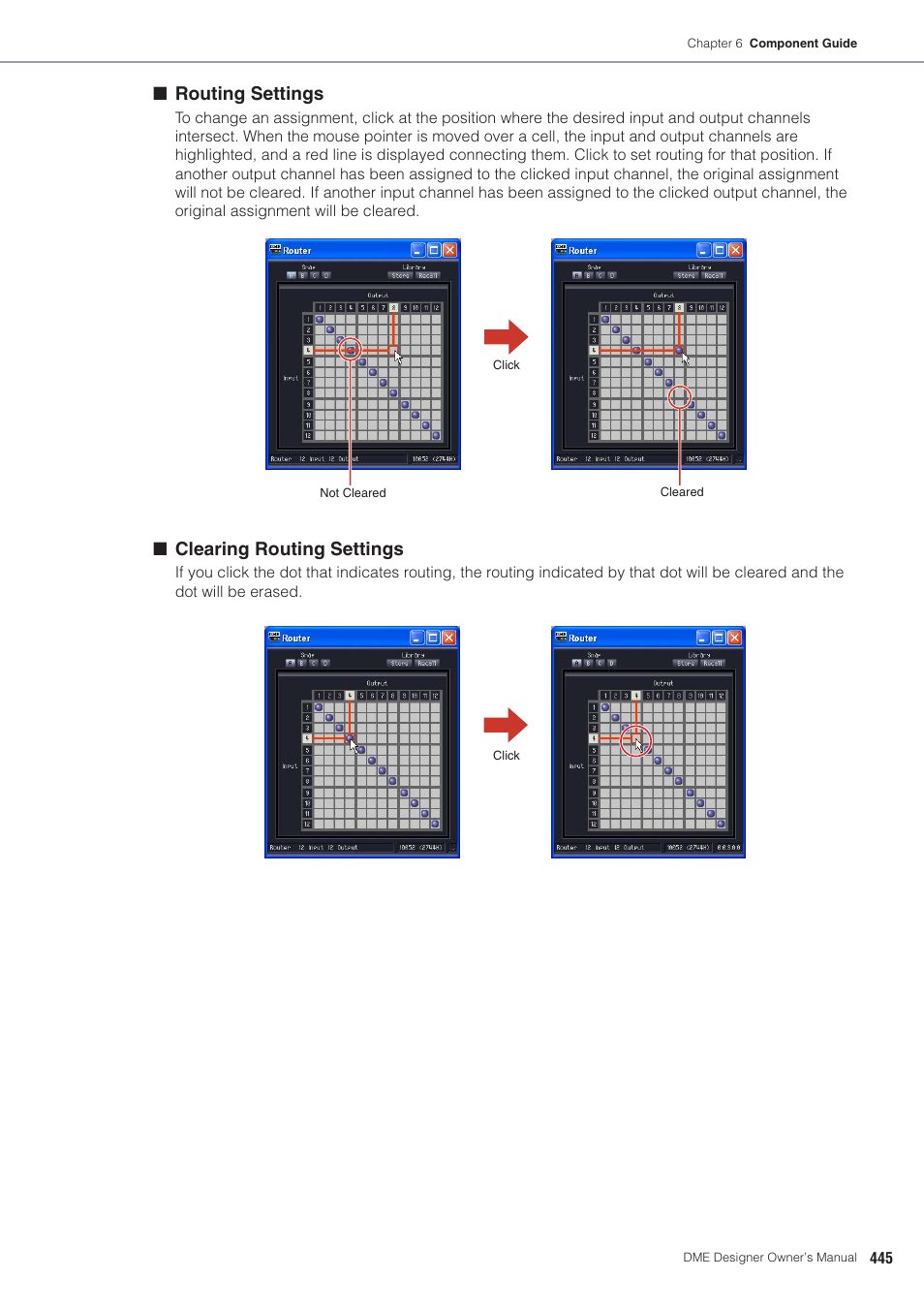 Routing settings, Clearing routing settings | Yamaha DME User Manual | Page 445 / 501