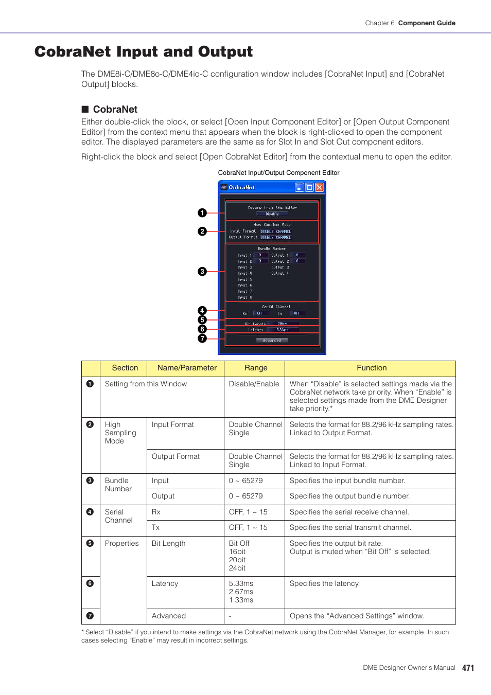 Cobranet input and output, Cobranet | Yamaha DME User Manual | Page 471 / 501
