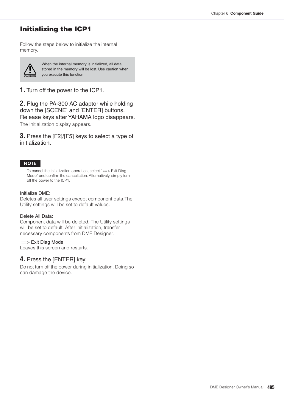 Initializing the icp1 | Yamaha DME User Manual | Page 495 / 501