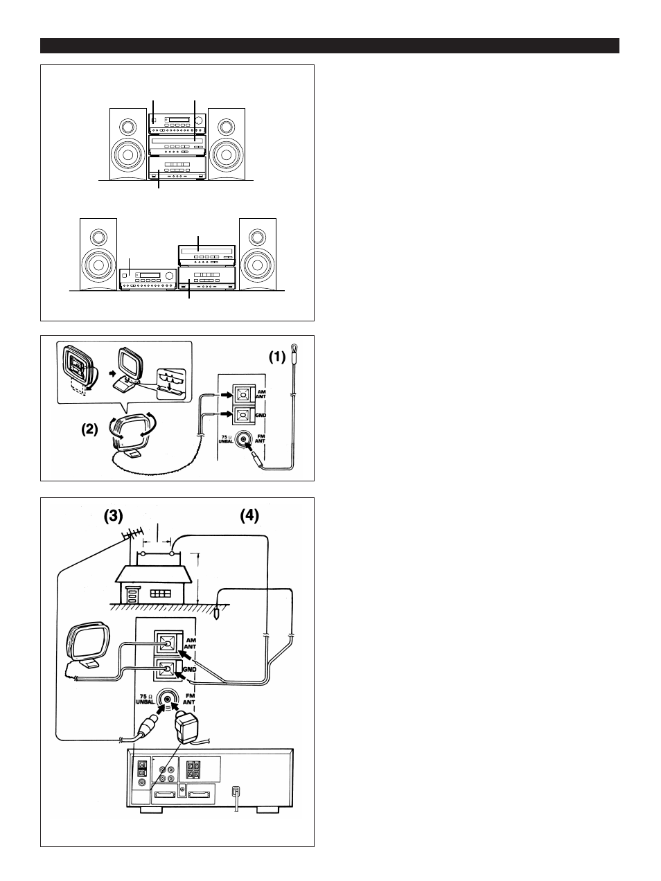 Preparation for use, Placing the system, Antenna connection | Yamaha CC-70W User Manual | Page 12 / 51