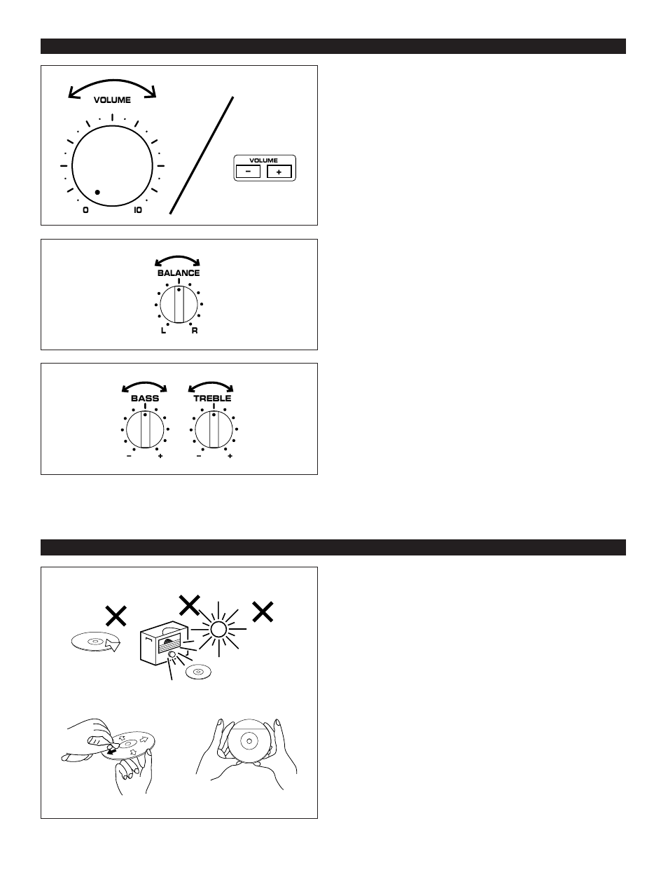 Sound control, Compact disc player operation, Volume | Balance, Tone, Care of compact discs, 14 compact disc player operation | Yamaha CC-70W User Manual | Page 16 / 51