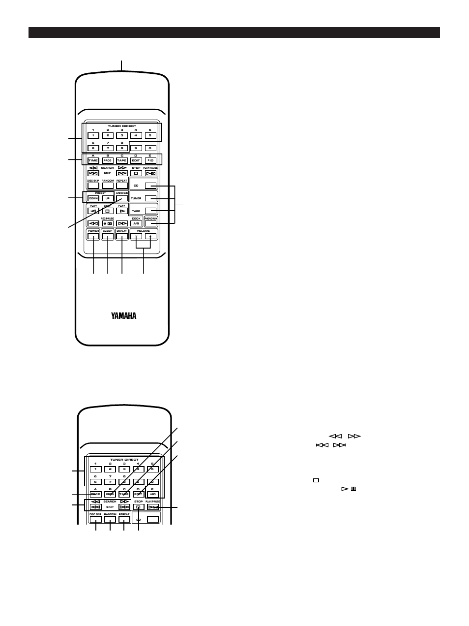 Remote control transmitter, Names of control buttons | Yamaha CC-70W User Manual | Page 9 / 51