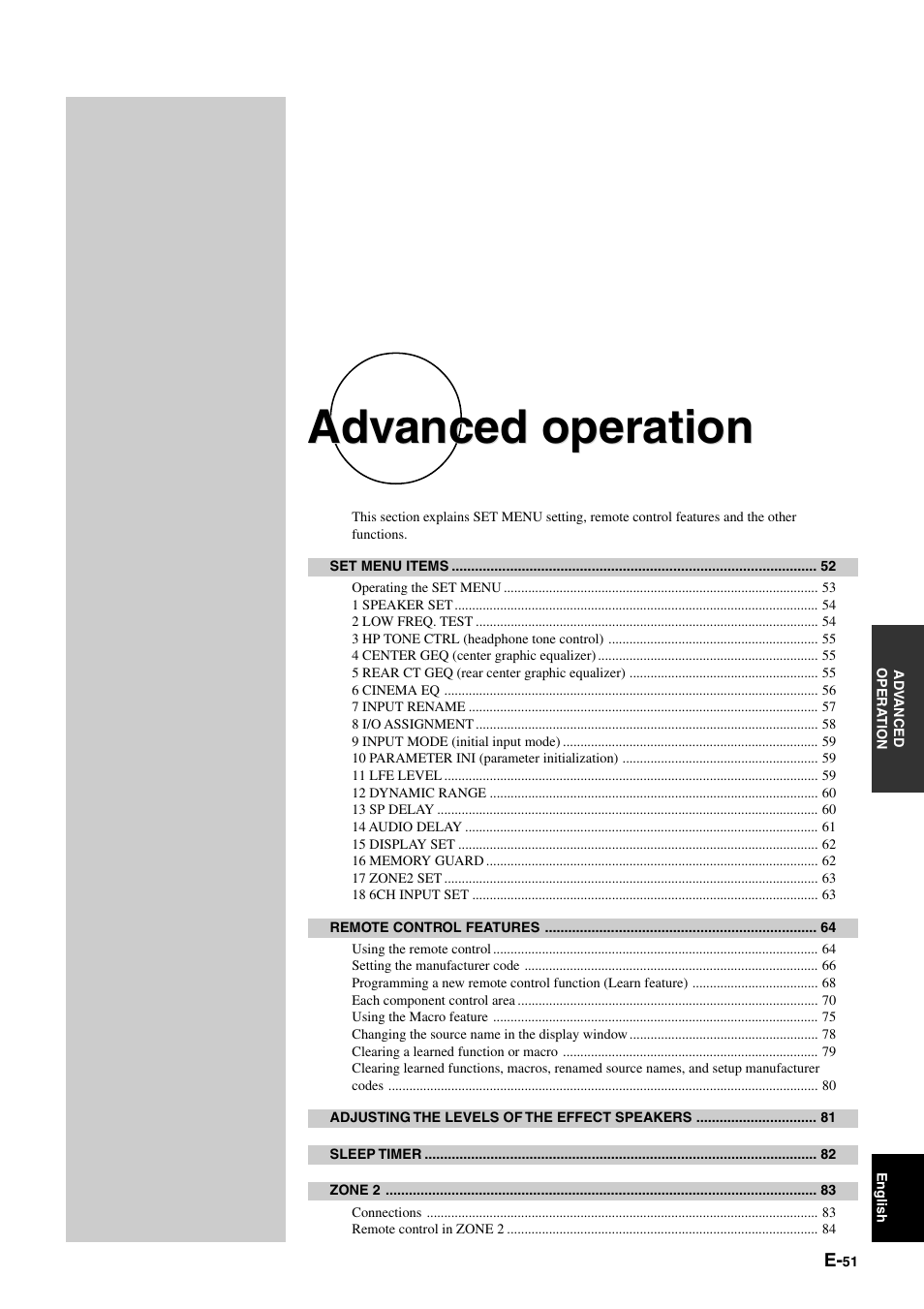 Advanced operation | Yamaha DSP-AZ1 User Manual | Page 53 / 110