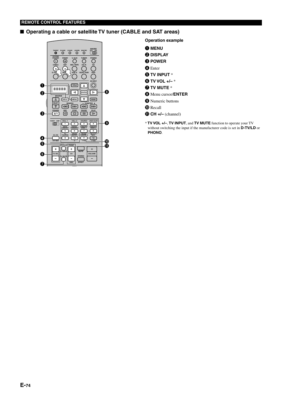 74 remote control features | Yamaha DSP-AZ1 User Manual | Page 76 / 110