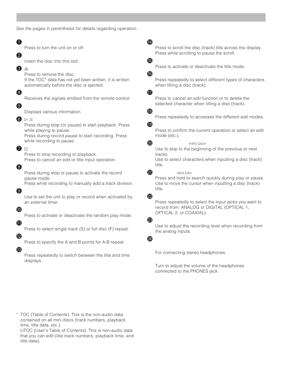 Front panel | Yamaha MDX-793 User Manual | Page 6 / 29