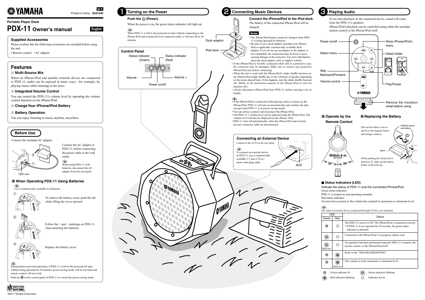 Yamaha PDX-11 User Manual | 2 pages