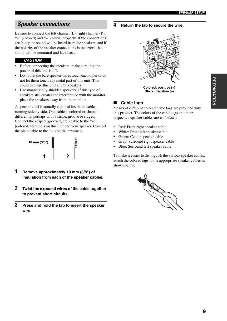 Speaker connections | Yamaha RX-SL80 User Manual | Page 13 / 62