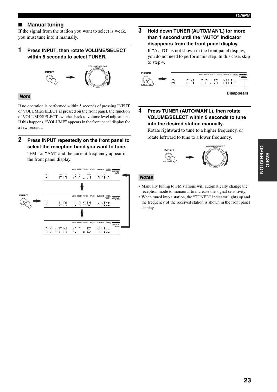 Manual tuning | Yamaha RX-SL80 User Manual | Page 27 / 62