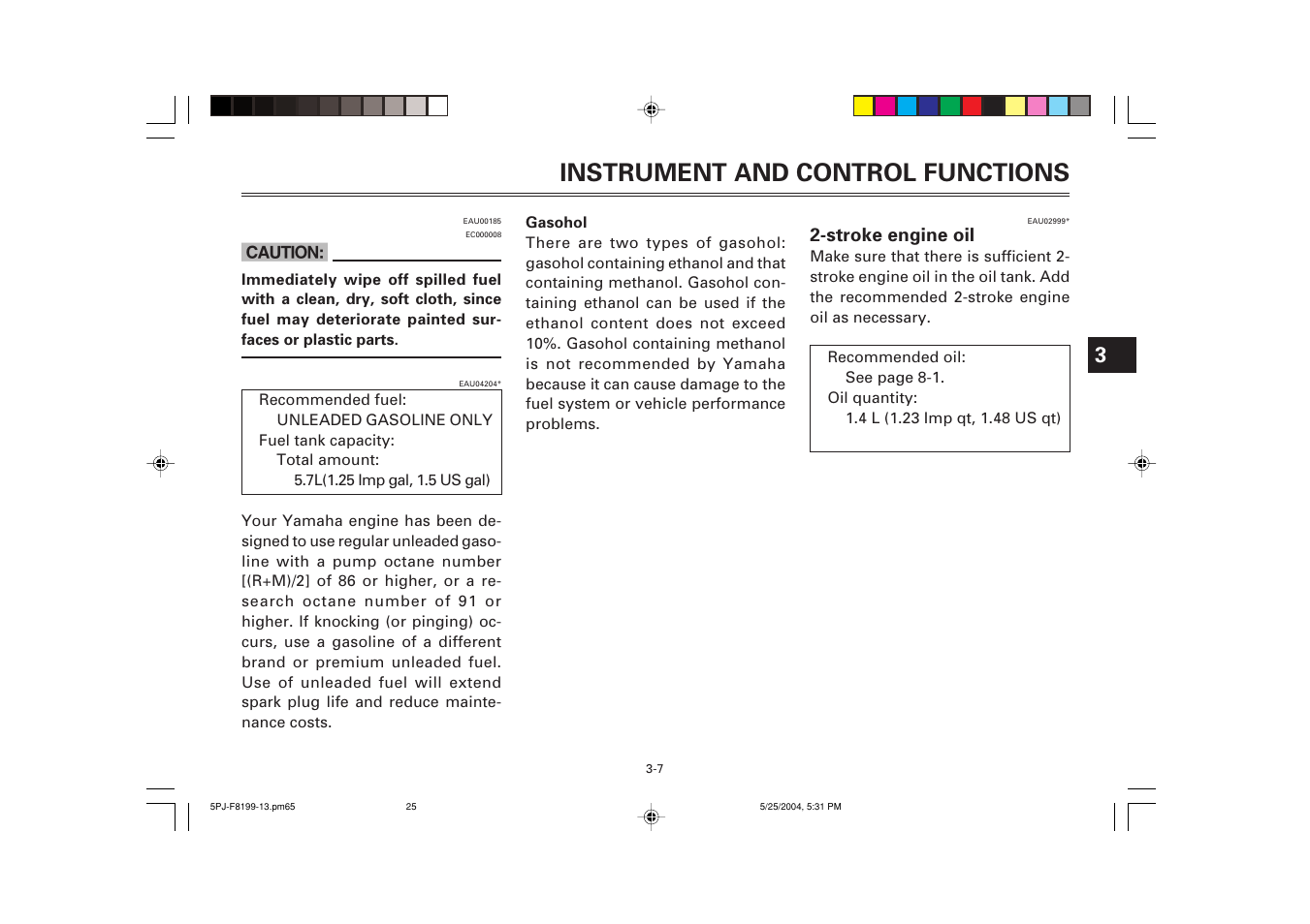Instrument and control functions | Yamaha YW50T User Manual | Page 26 / 77