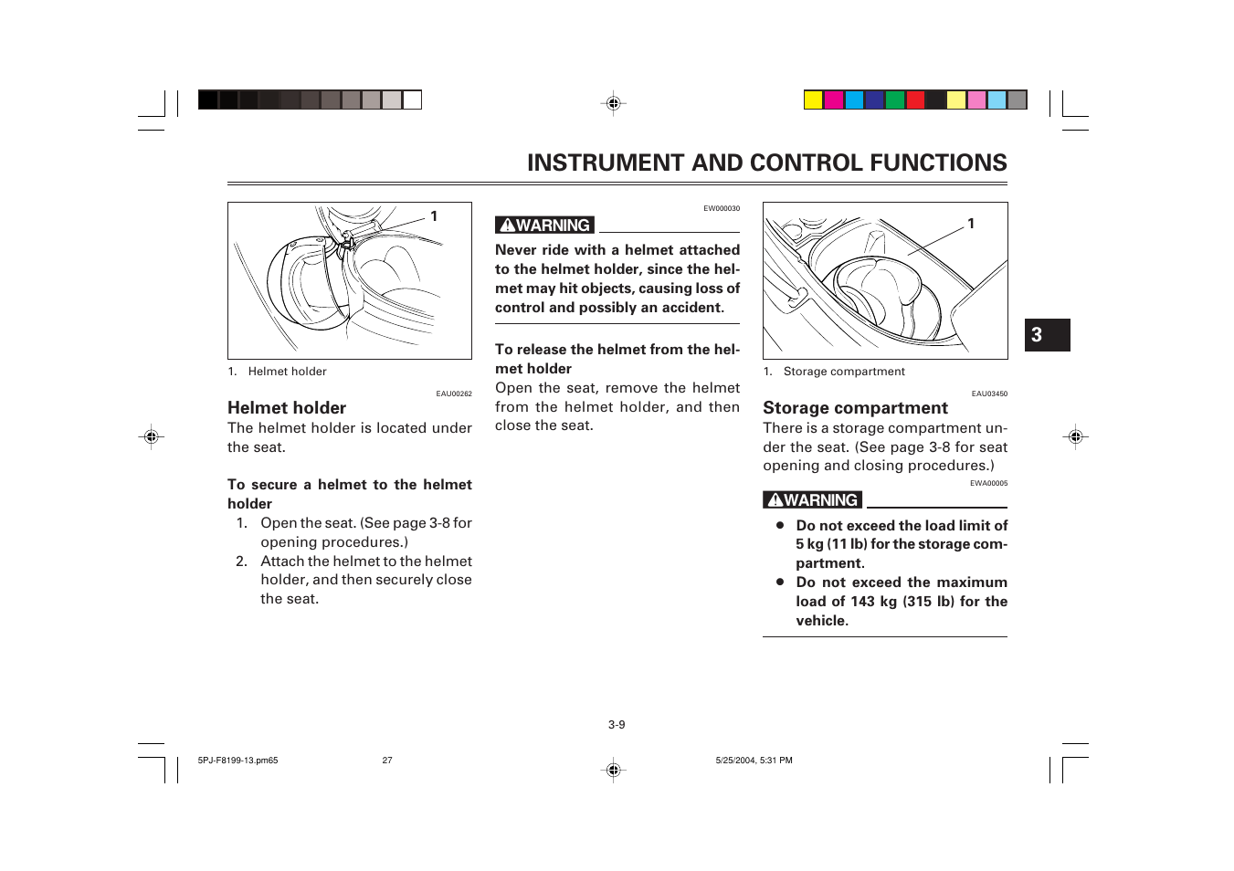Instrument and control functions | Yamaha YW50T User Manual | Page 28 / 77