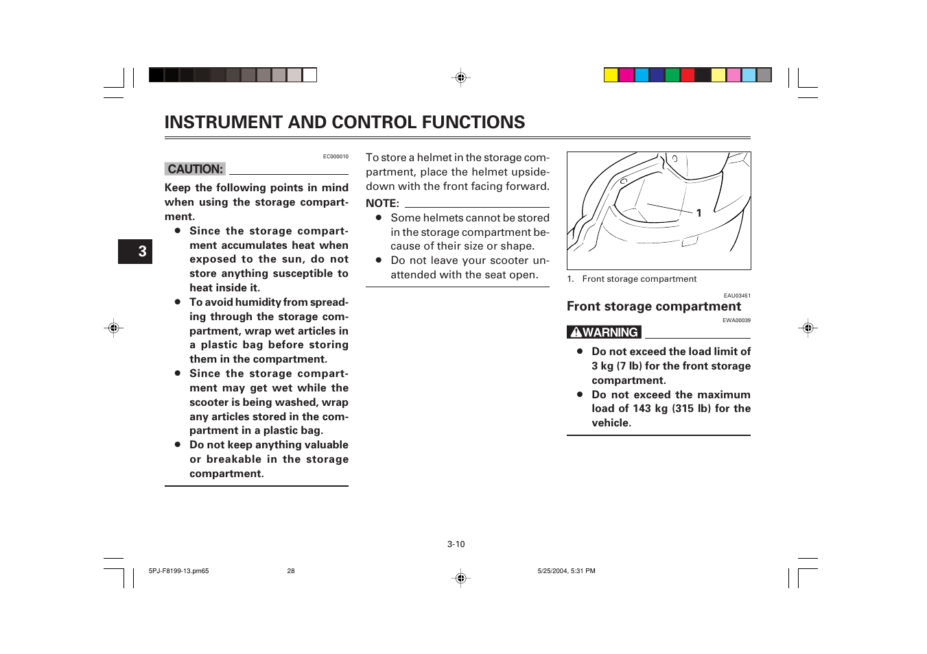 Instrument and control functions | Yamaha YW50T User Manual | Page 29 / 77