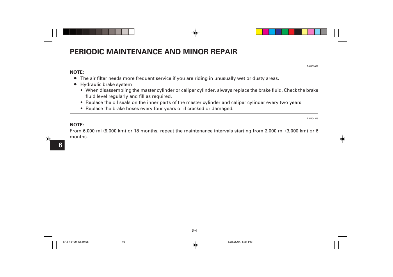Periodic maintenance and minor repair | Yamaha YW50T User Manual | Page 41 / 77