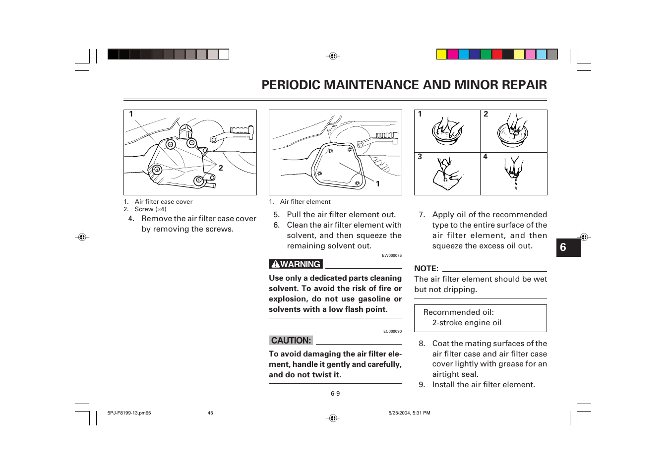 Periodic maintenance and minor repair | Yamaha YW50T User Manual | Page 46 / 77