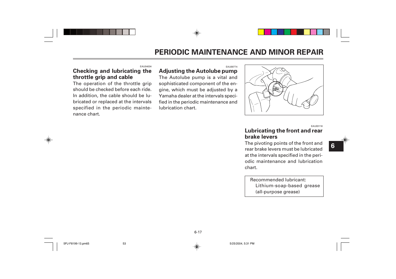 Periodic maintenance and minor repair | Yamaha YW50T User Manual | Page 54 / 77