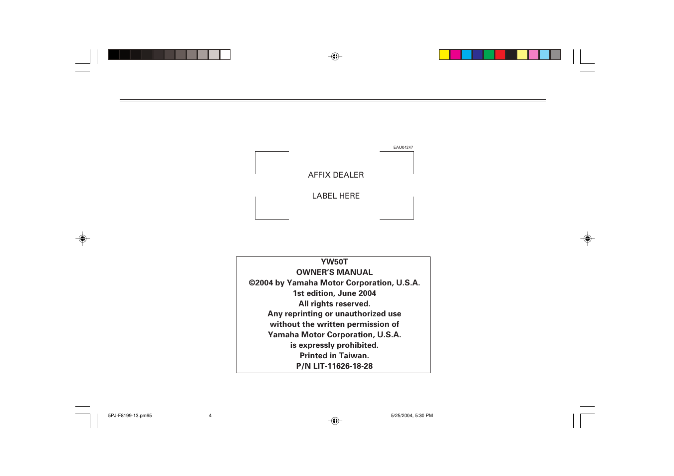 Yamaha YW50T User Manual | Page 6 / 77