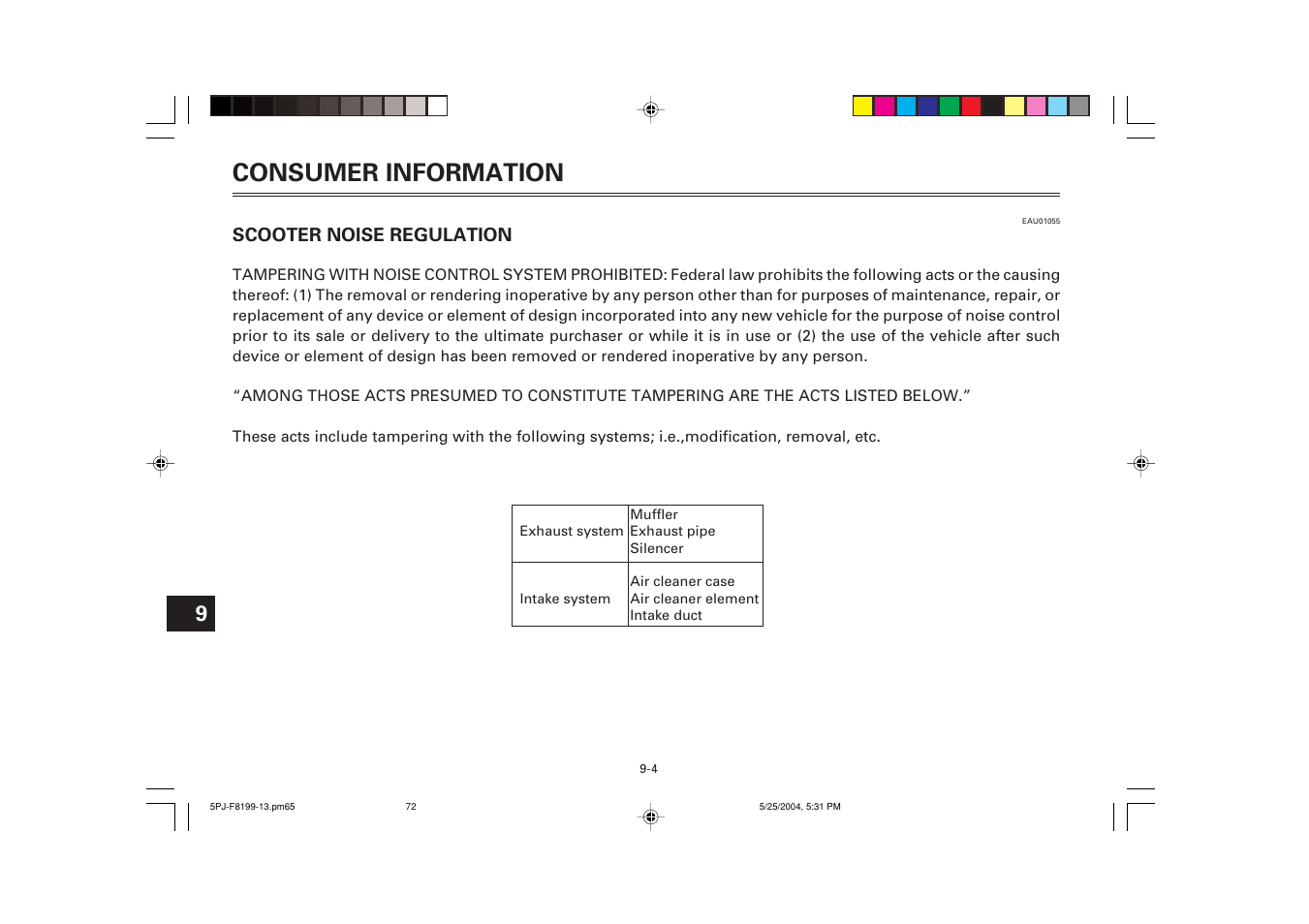 Consumer information | Yamaha YW50T User Manual | Page 72 / 77