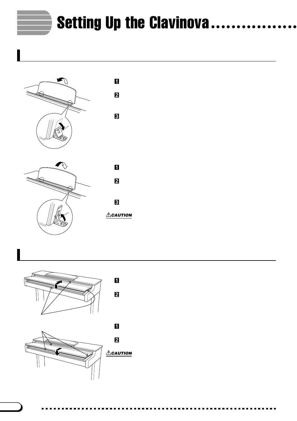 Setting up the clavinova, Music stand, Key cover (where present) | Music stand key cover (where present) | Yamaha CVP-103M  EN User Manual | Page 10 / 178