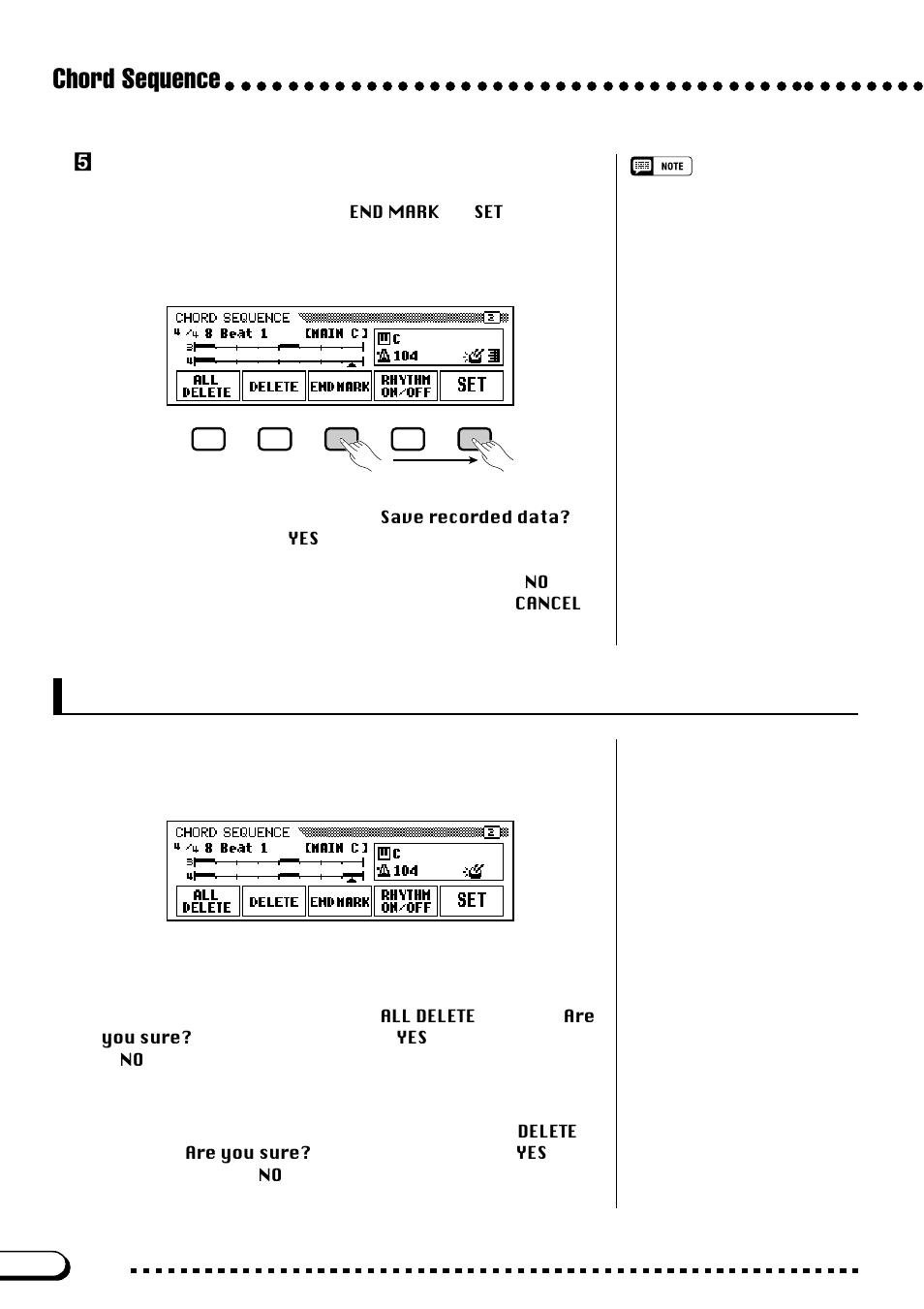Other chord sequence functions, Chord sequence | Yamaha CVP-103M  EN User Manual | Page 124 / 178