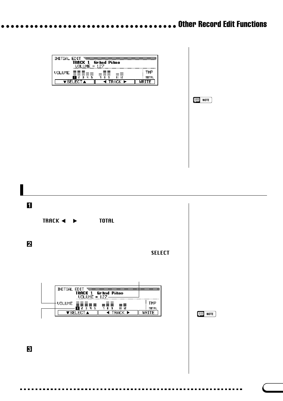 Making settings in the initial edit display, Other record edit functions, Zselect the track to be edited | Xselect the parameters to be changed, Cchange the settings | Yamaha CVP-103M  EN User Manual | Page 131 / 178