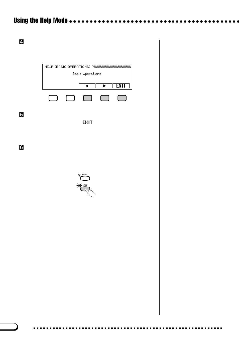 Using the help mode, Vturn the pages and read the help information, Bexit the help topic | Nexit the help mode | Yamaha CVP-103M  EN User Manual | Page 28 / 178