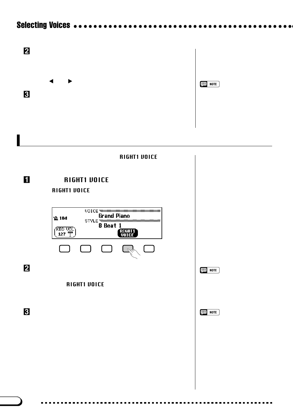 Selecting voices from the main display, Selecting voices | Yamaha CVP-103M  EN User Manual | Page 30 / 178