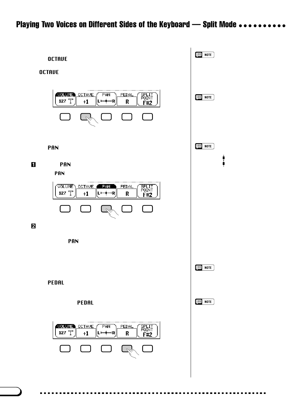 Setting the stereo position of the left voice, Setting the octave of the left voice | Yamaha CVP-103M  EN User Manual | Page 38 / 178