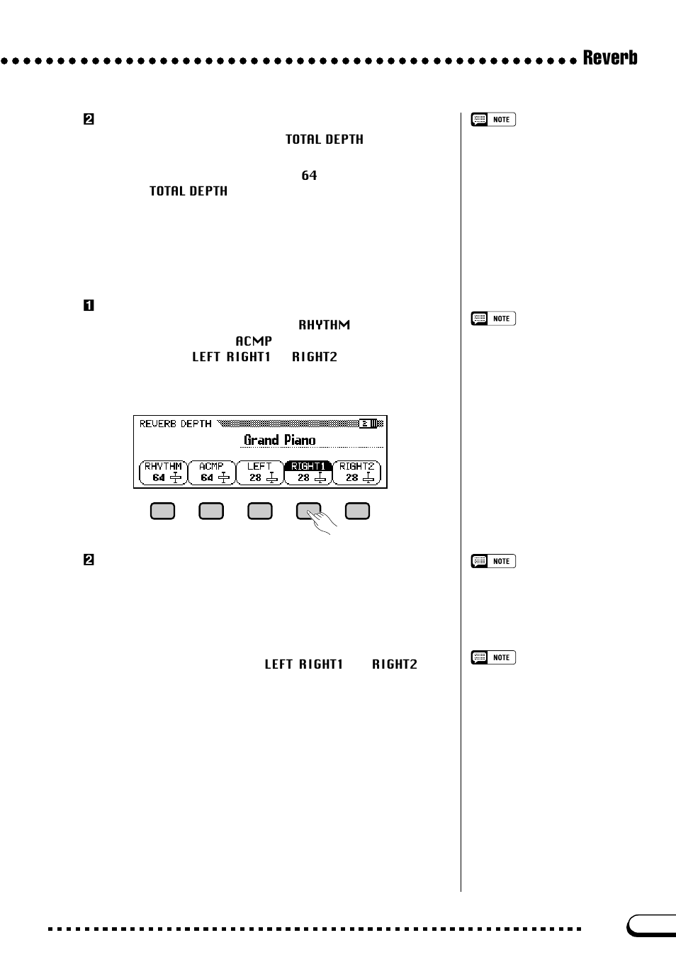 Reverb, Setting the reverb depth for each part | Yamaha CVP-103M  EN User Manual | Page 43 / 178