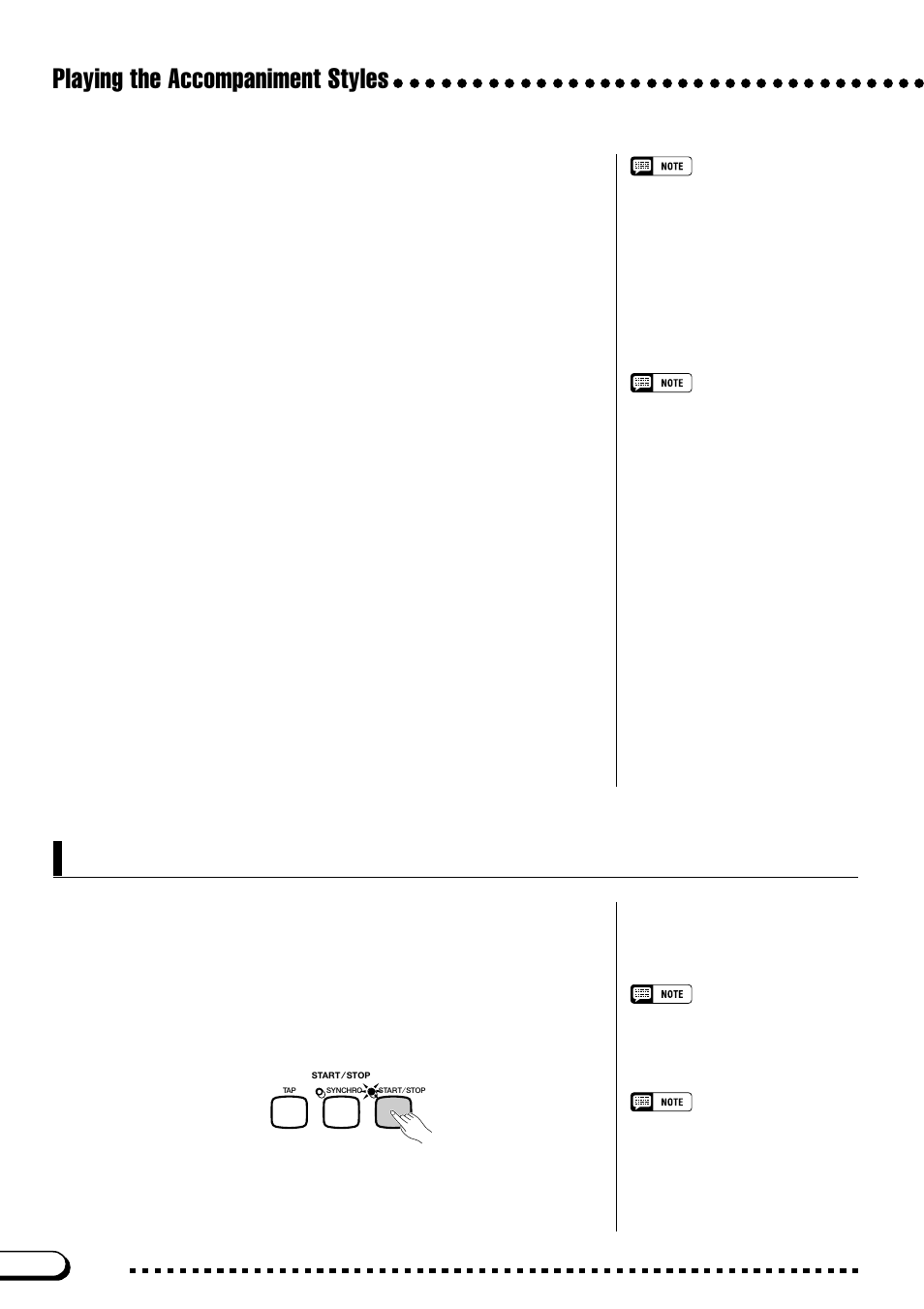 Starting the accompaniment style, Playing the accompaniment styles, More fun with fill-ins | Standard start | Yamaha CVP-103M  EN User Manual | Page 52 / 178
