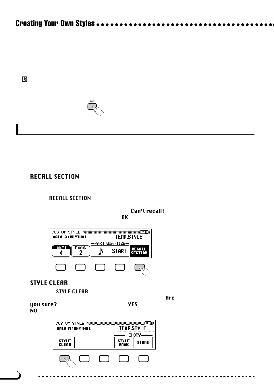 Other custom style functions, Creating your own styles | Yamaha CVP-103M  EN User Manual | Page 80 / 178