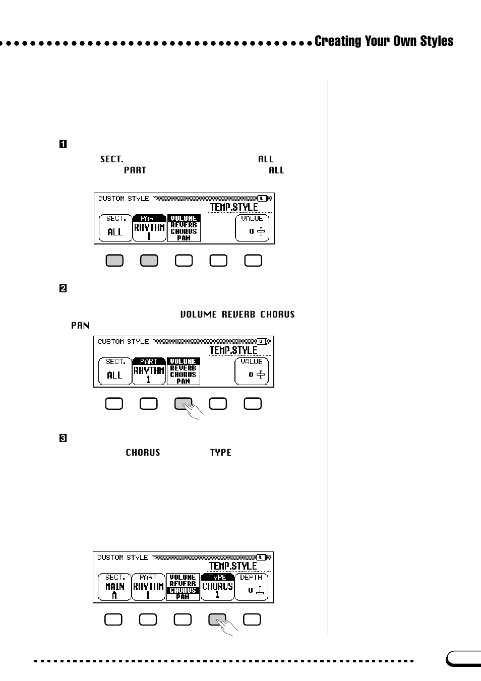 Creating your own styles, Volume and effects | Yamaha CVP-103M  EN User Manual | Page 81 / 178