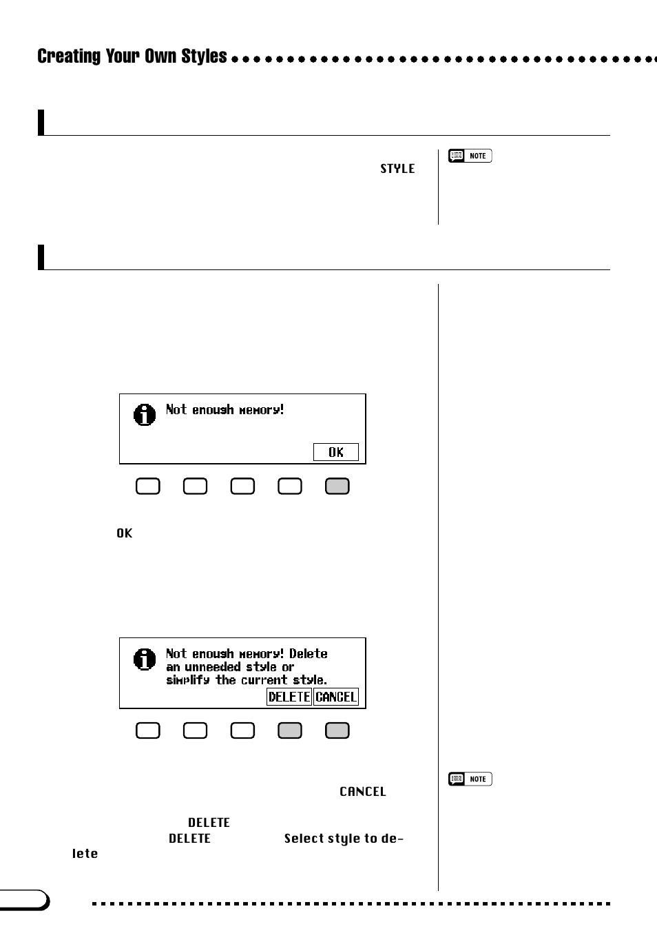Playing back your custom styles, Messages in custom style mode, Creating your own styles | Yamaha CVP-103M  EN User Manual | Page 84 / 178