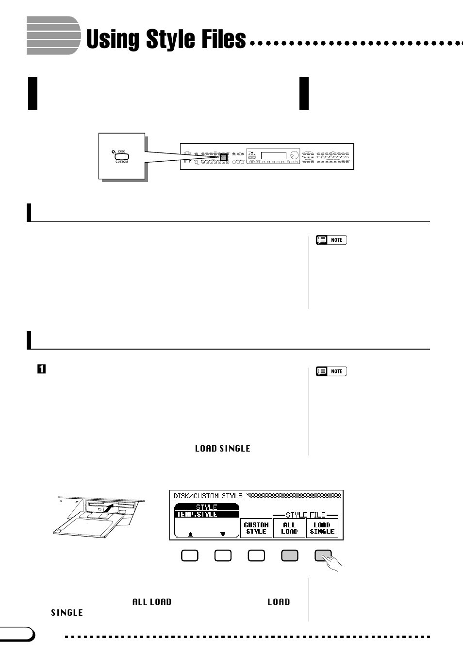 Using style files, About the yamaha style file format, Loading styles from a disk | Zinsert a disk | Yamaha CVP-103M  EN User Manual | Page 86 / 178
