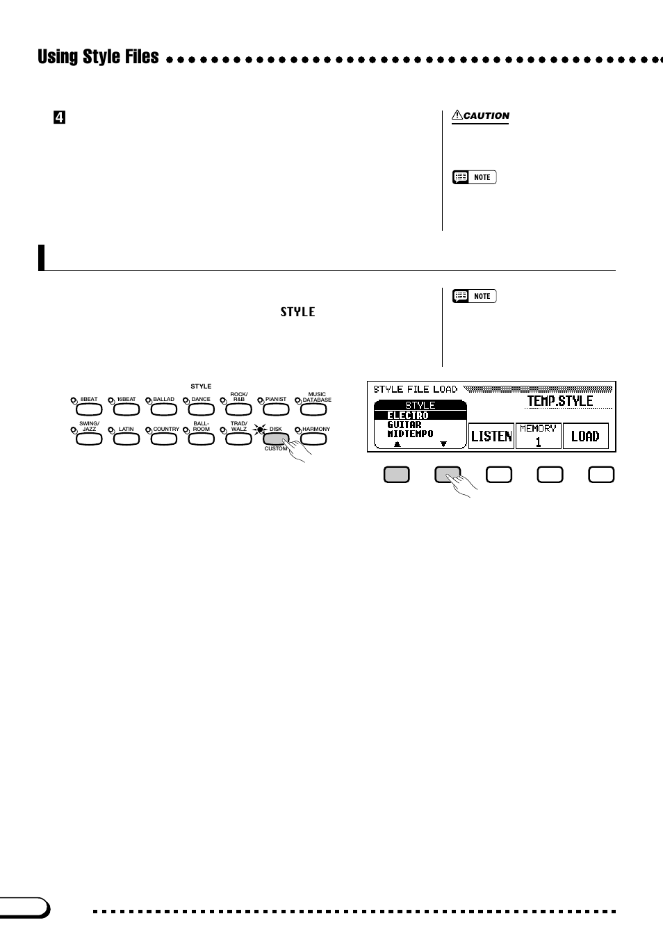 Playing loaded style files, Playing loaded style files using style files, Veject the disk when you’re done | Yamaha CVP-103M  EN User Manual | Page 88 / 178