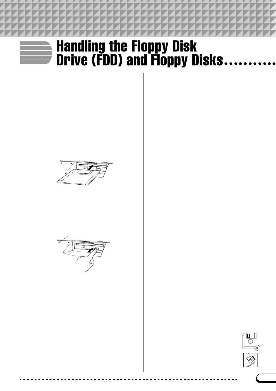 Cleaning the disk drive read/write head, About the floppy disks, Inserting/ejecting floppy disks | Yamaha CVP-103M  EN User Manual | Page 9 / 178