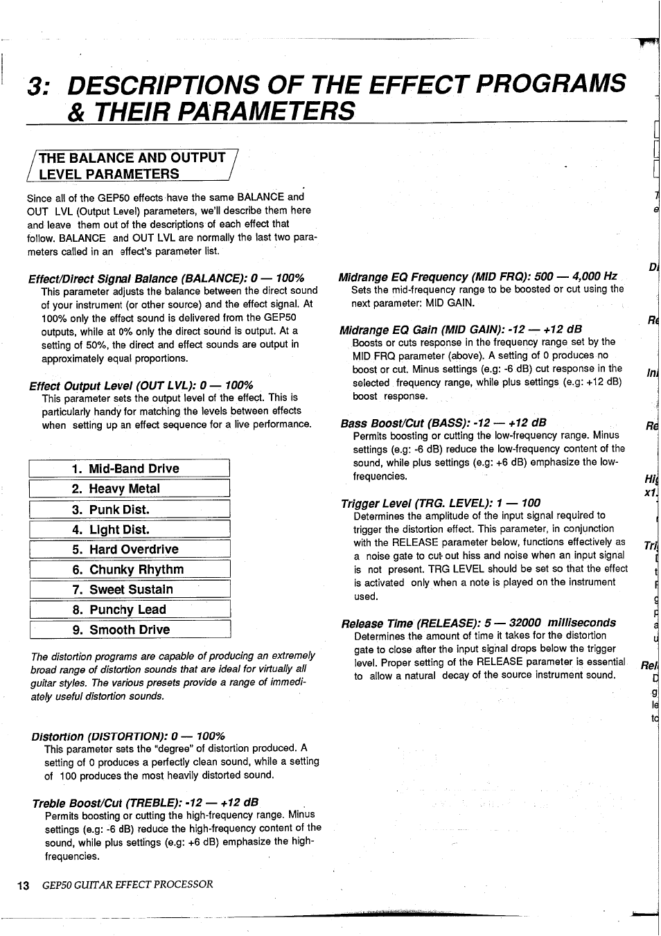 The balance and output level parameters | Yamaha GEP50 User Manual | Page 12 / 100