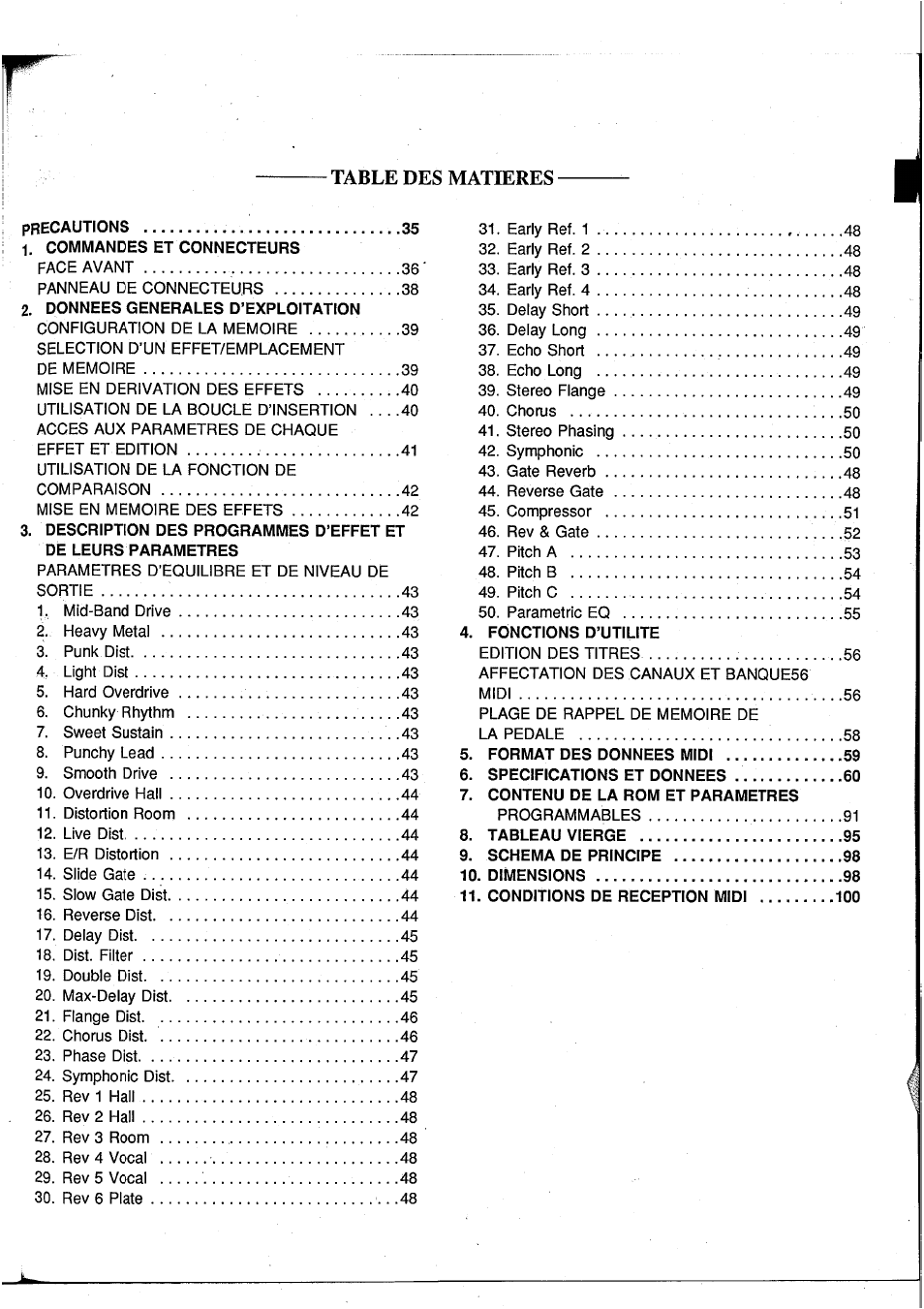 Table des matieres | Yamaha GEP50 User Manual | Page 33 / 100