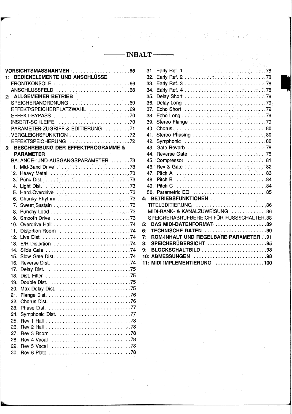 Inhalt | Yamaha GEP50 User Manual | Page 62 / 100
