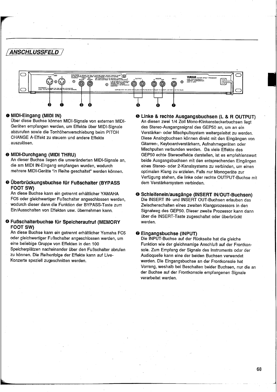 Fanschlussfeld | Yamaha GEP50 User Manual | Page 66 / 100