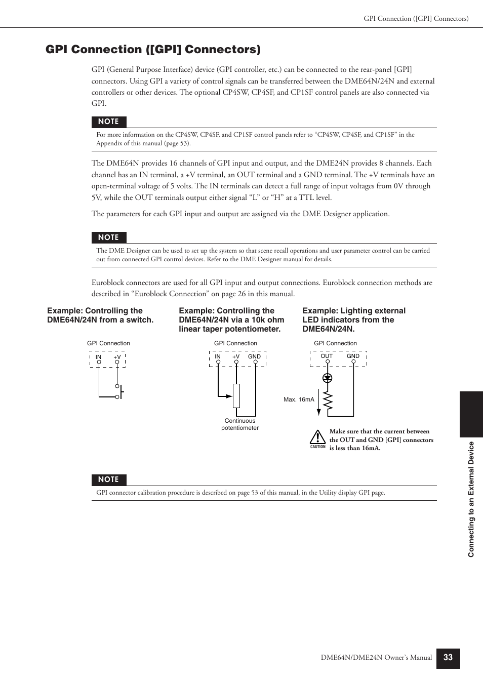 Gpi connection ([gpi] connectors) | Yamaha DME64N User Manual | Page 33 / 80