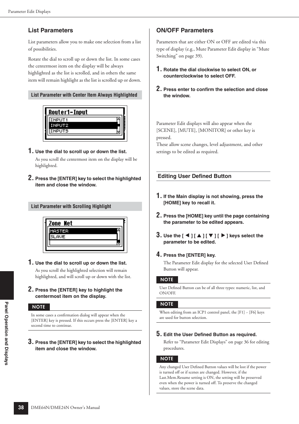 Editing user defined button | Yamaha DME64N User Manual | Page 38 / 80