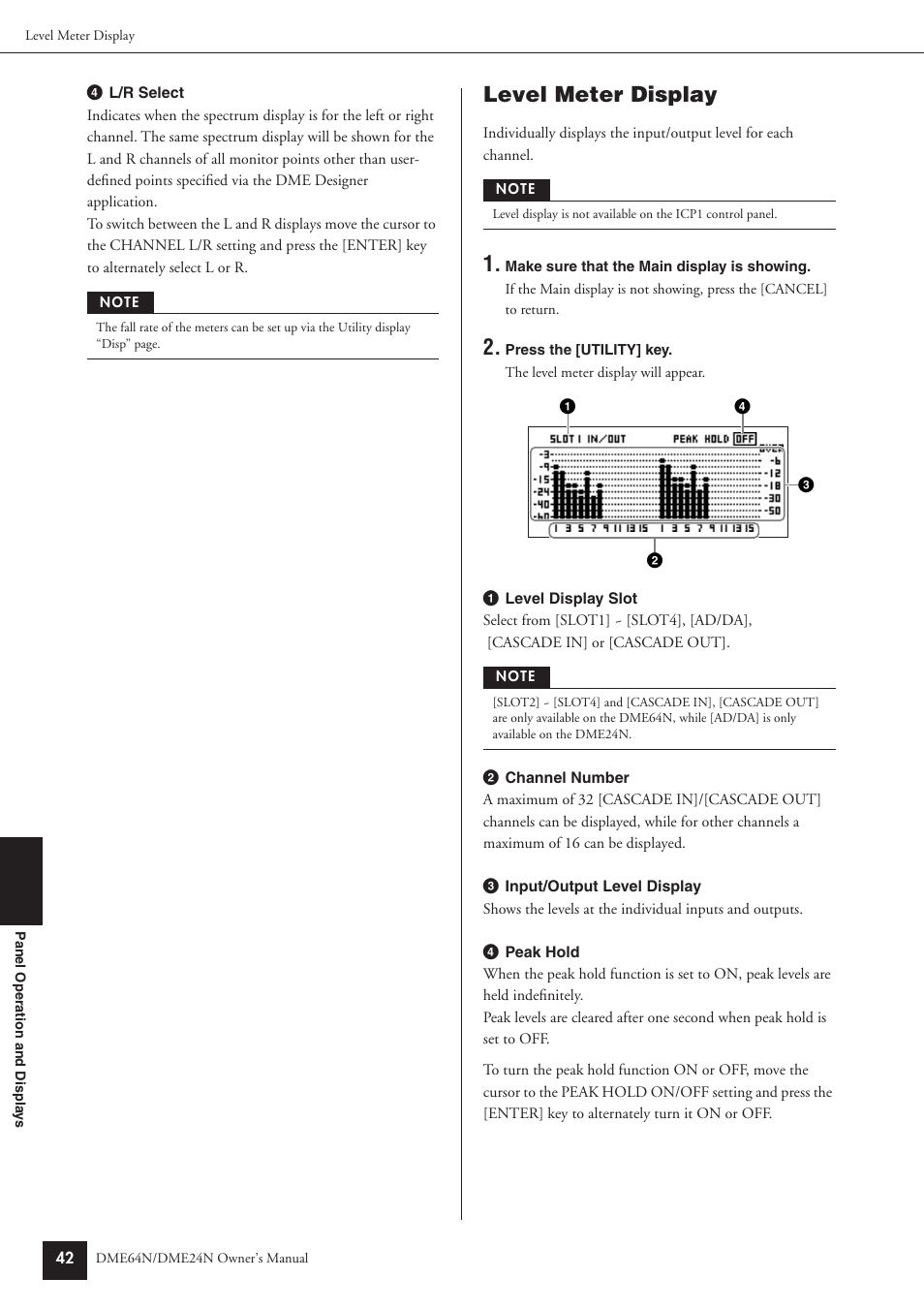 Level meter display | Yamaha DME64N User Manual | Page 42 / 80