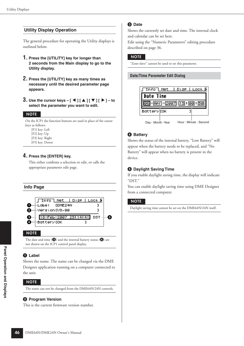 Utility display operation | Yamaha DME64N User Manual | Page 46 / 80