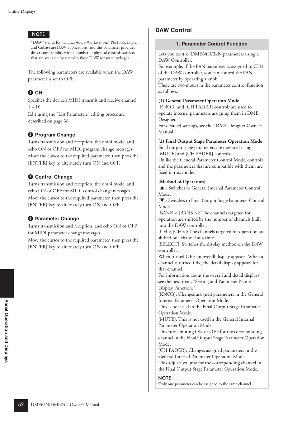 Daw control | Yamaha DME64N User Manual | Page 52 / 80