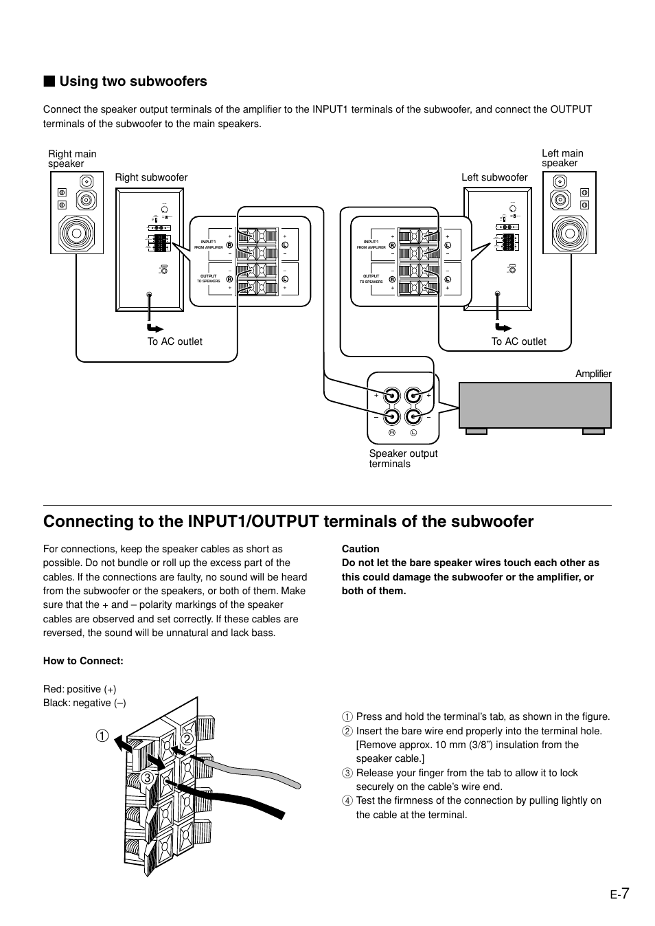English, Using two subwoofers | Yamaha YST-SW005 User Manual | Page 11 / 19
